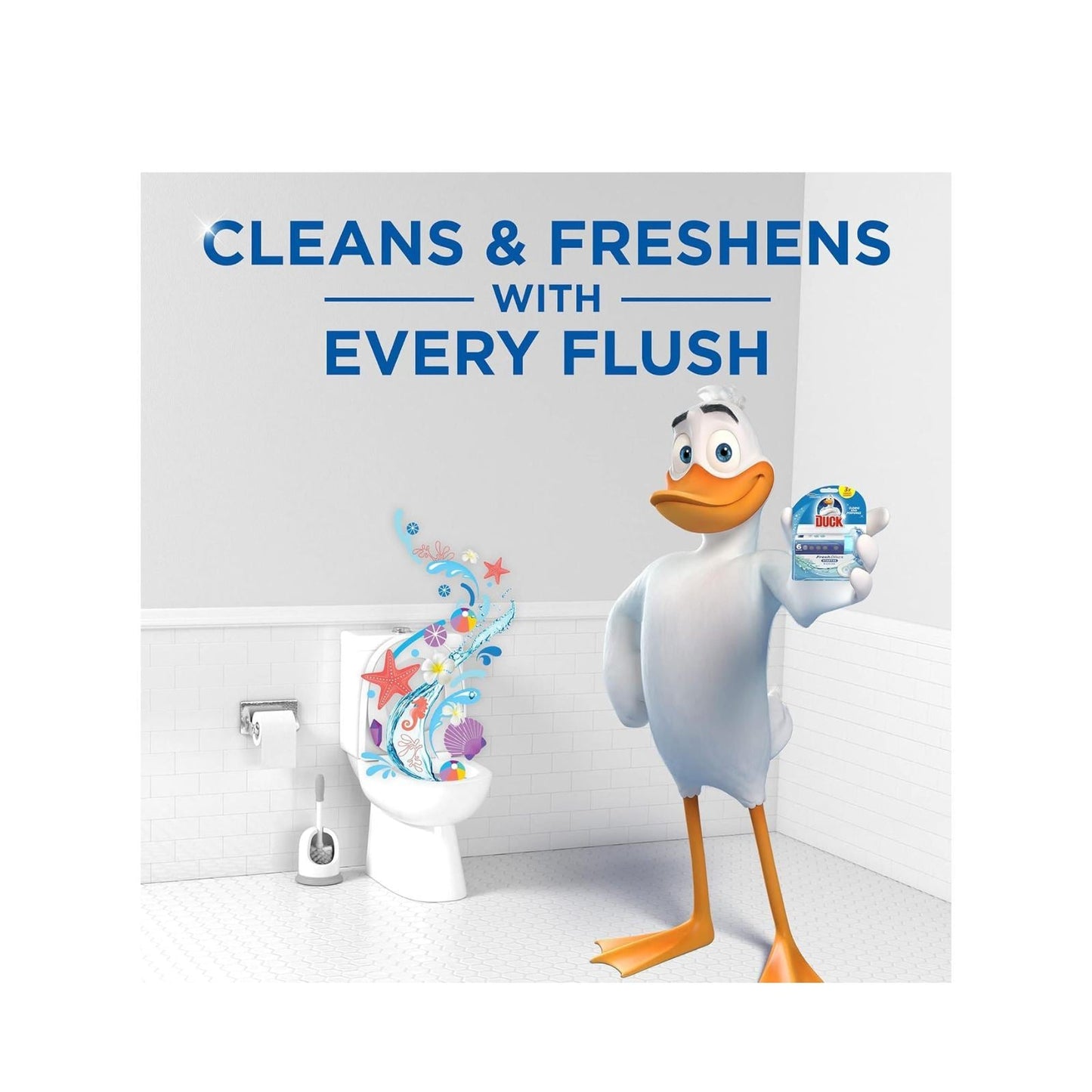 Duck Fresh Discs Toilet Cleaner Starter Kit, Marine, 1 Holder + 1 Refill
