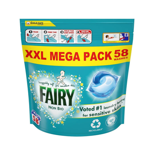 Fairy Non Bio Pods for Sensitive Skin, 58 Washes