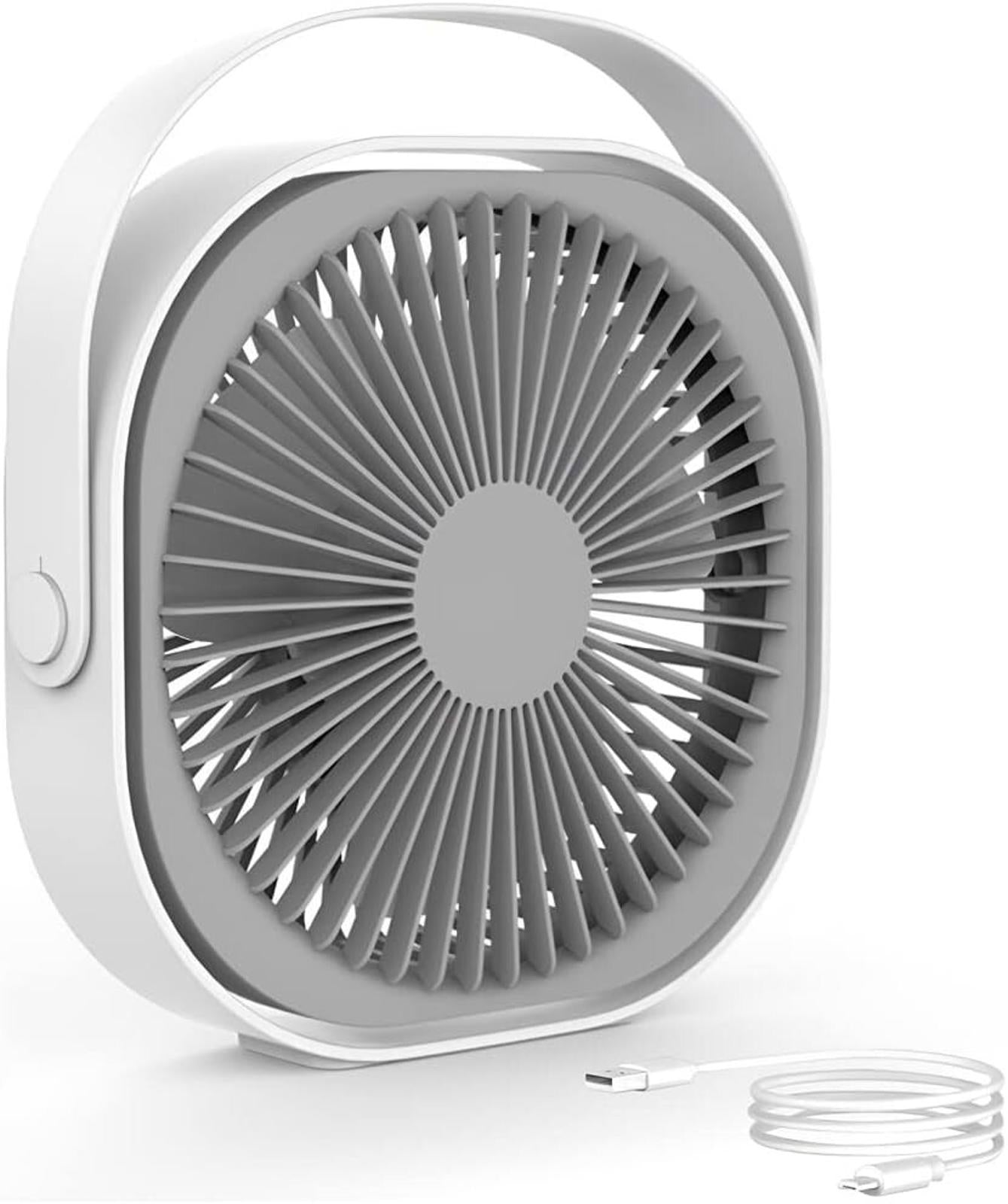 Condinggen Portable Small Desk Fan,360 Degrees Rotatable Table Fan, White, New