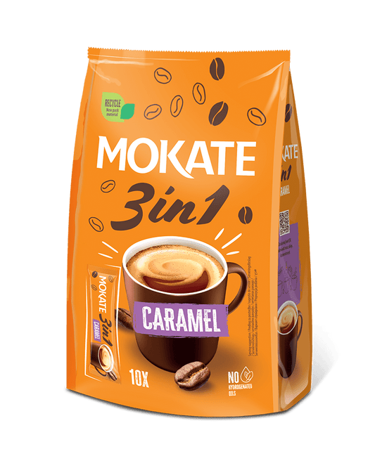 Mokate Coffee Bag Caramel Flavour 3 In 1 Sachet 10 Pack (Box of 10)