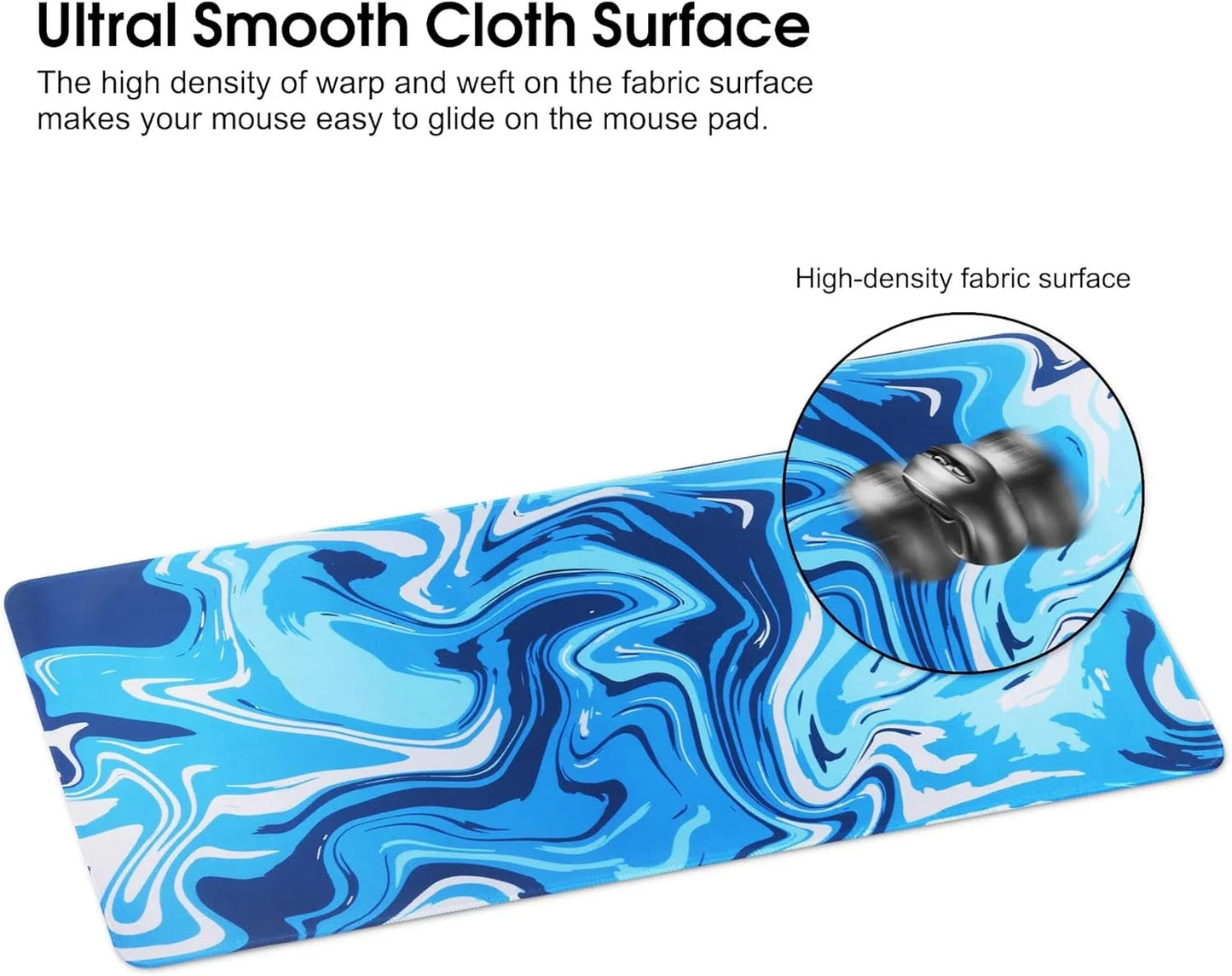 HoYiXi Mouse Pad for Home Office Work,Gaming Mouse Pad Desk Pad Soft Smooth Surface and Anti-Slip Rubber Base Waterproof Soft Cloth XX Mouse Mat 600 x 300 x 3MM,Blue