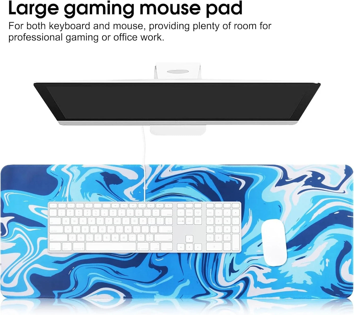 HoYiXi Mouse Pad for Home Office Work,Gaming Mouse Pad Desk Pad Soft Smooth Surface and Anti-Slip Rubber Base Waterproof Soft Cloth XX Mouse Mat 600 x 300 x 3MM,Blue