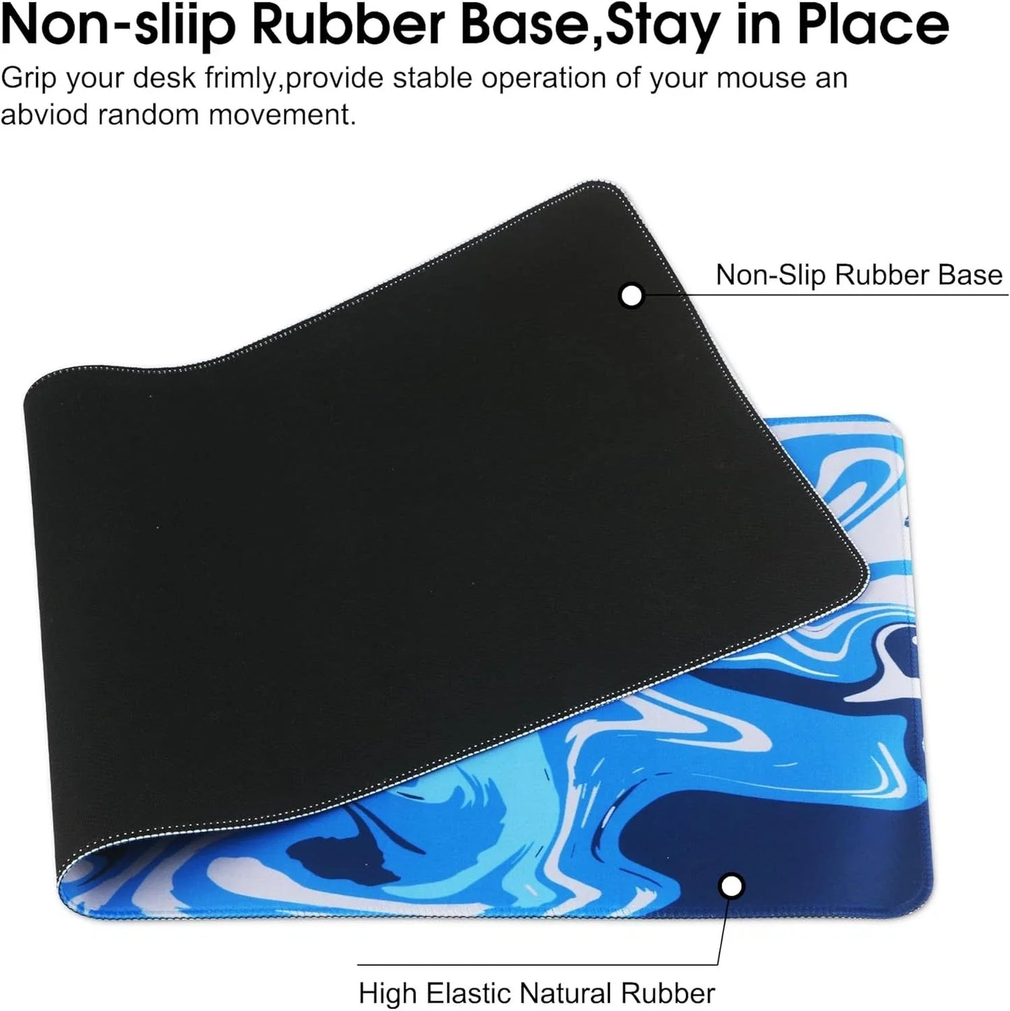 HoYiXi Mouse Pad for Home Office Work,Gaming Mouse Pad Desk Pad Soft Smooth Surface and Anti-Slip Rubber Base Waterproof Soft Cloth XX Mouse Mat 600 x 300 x 3MM,Blue