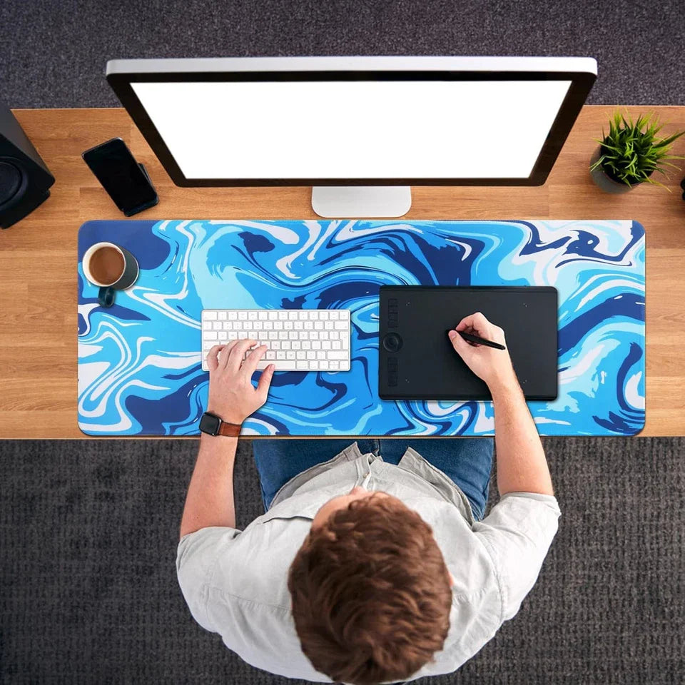 HoYiXi Mouse Pad for Home Office Work,Gaming Mouse Pad Desk Pad Soft Smooth Surface and Anti-Slip Rubber Base Waterproof Soft Cloth XX Mouse Mat 600 x 300 x 3MM,Blue