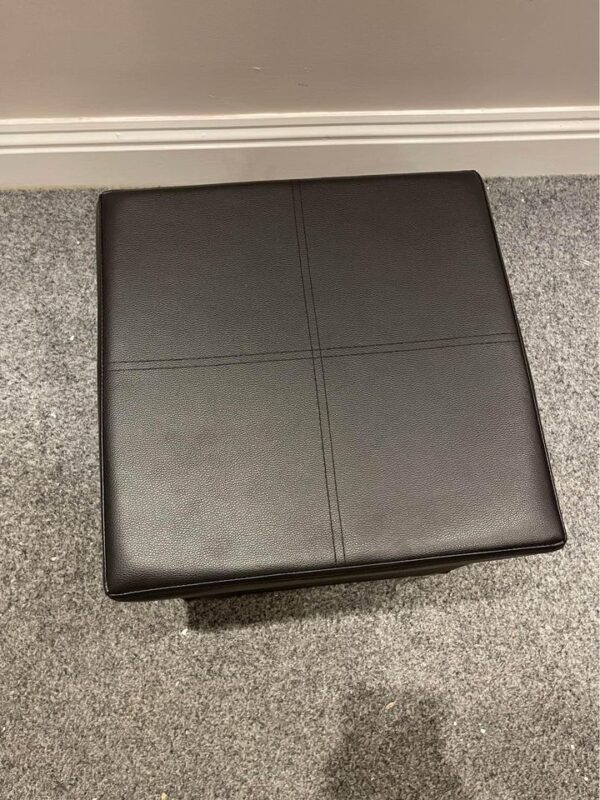 Argos Home Small Faux Leather Stitched Ottoman - Black - Image 3