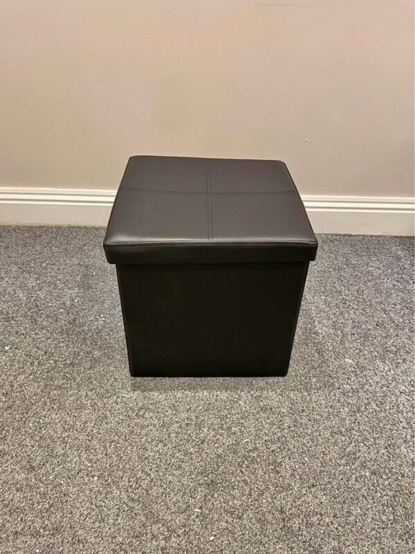 Argos Home Small Faux Leather Stitched Ottoman - Black